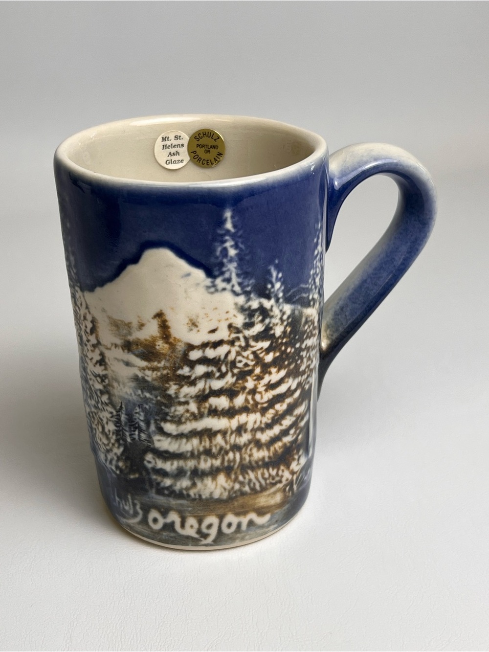 VTG Schulz Porcelain Coffee Mug Oregon Mt St Helens Volcanic Ash Glaze READ